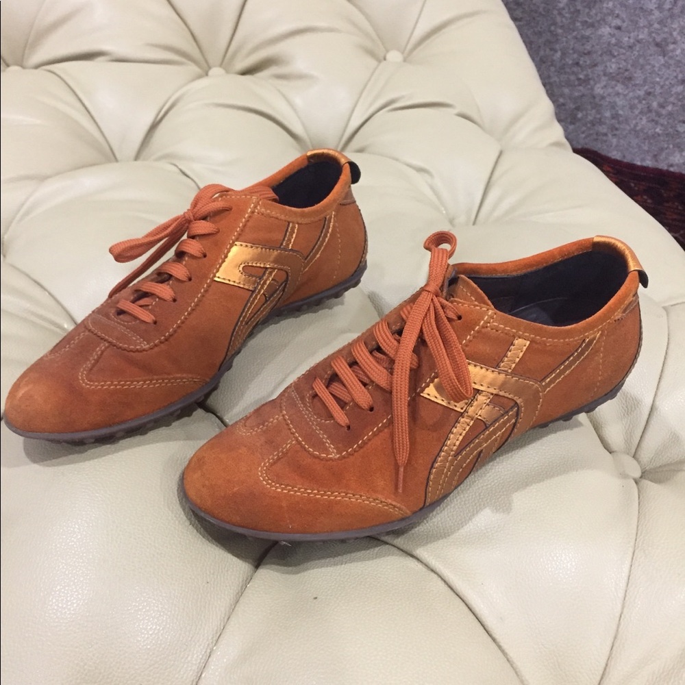 Geox Orange Leather Sneakers Size 38